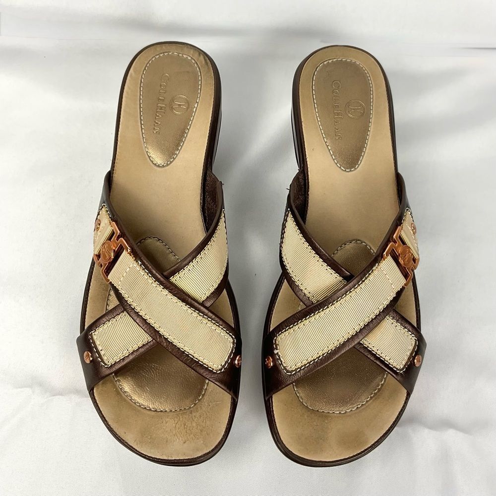 Cole Haan Alta Wedge Heel Slide Sandals Sz 10 AA